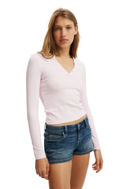 Cotton On Ryan Henley Long Sleeve In Pink