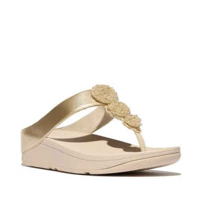 Fitflop Fino Beadie-button Metallic Toe-post Sandals In Multi