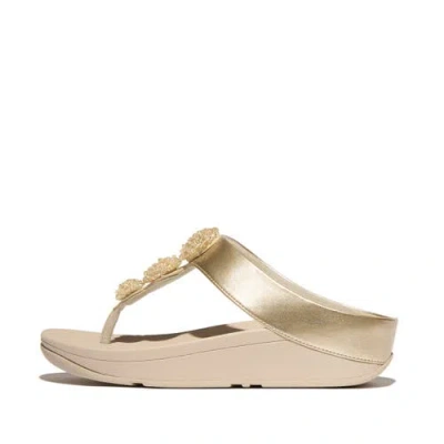 Fitflop Fino Beadie-button Metallic Toe-post Sandals In Multi