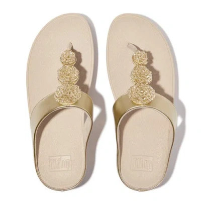 Fitflop Fino Beadie-button Metallic Toe-post Sandals In Multi
