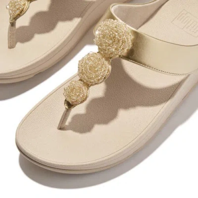 Fitflop Fino Beadie-button Metallic Toe-post Sandals In Multi