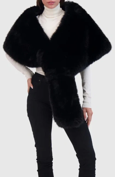 Lyla Grant Faux Fur Mink Stole In Black