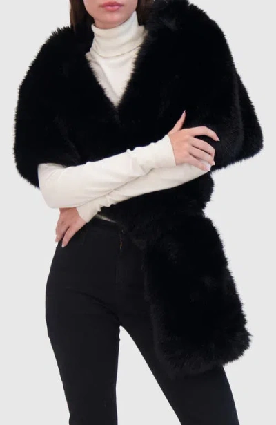 Lyla Grant Faux Fur Mink Stole In Black