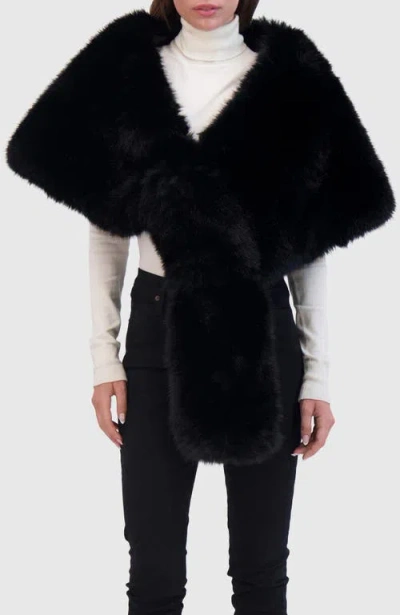 Lyla Grant Faux Fur Mink Stole In Black
