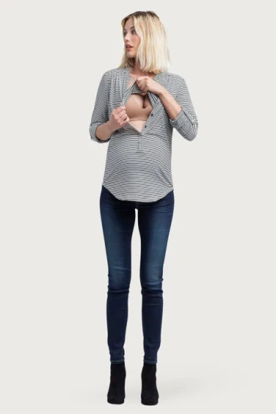 Nom Maternity Amelie Maternity + Nursing Top In Blue