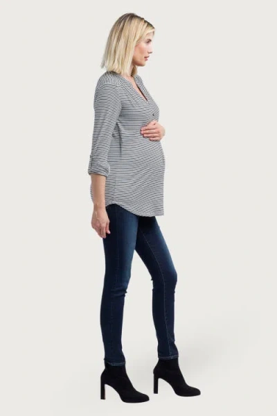 Nom Maternity Amelie Maternity + Nursing Top In Blue