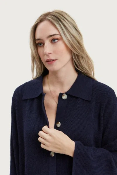 Nom Maternity Thomasine Sweater Cardigan In Blue