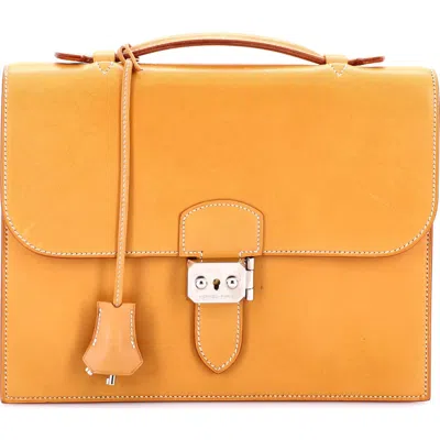Pre-owned Hermes  Hermes Sac A Depeches Bag Vache Natural 27 In Brown