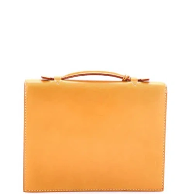 Pre-owned Hermes  Hermes Sac A Depeches Bag Vache Natural 27 In Brown