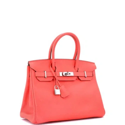 Pre-owned Hermes  Hermes Birkin Handbag Pink Epsom With Palladium Hardware 30 In Red