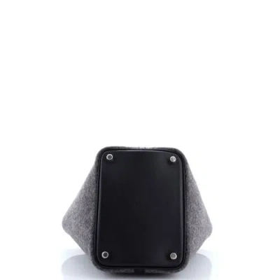 Pre-owned Hermes  Hermes Picotin Lock Bag Felt With Leather Pm In Gray