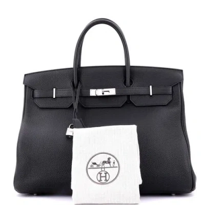 Pre-owned Hermes  Hermes Birkin Handbag Black Togo With Palladium Hardware 40 In Black