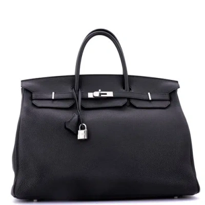 Pre-owned Hermes  Hermes Birkin Handbag Black Togo With Palladium Hardware 40 In Black