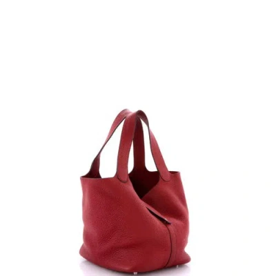 Pre-owned Hermes  Hermes Picotin Lock Bag Clemence Mm In Red