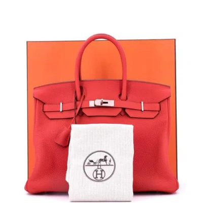Pre-owned Hermes  Hermes Birkin Handbag Red Clemence With Palladium Hardware 35