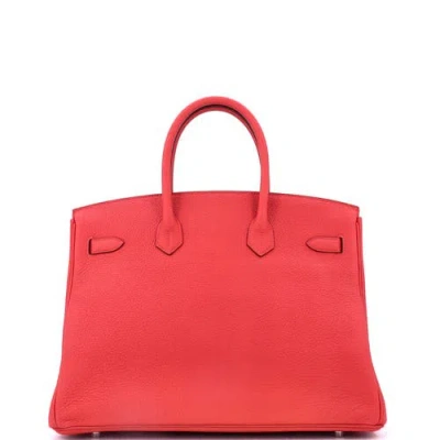 Pre-owned Hermes  Hermes Birkin Handbag Red Clemence With Palladium Hardware 35