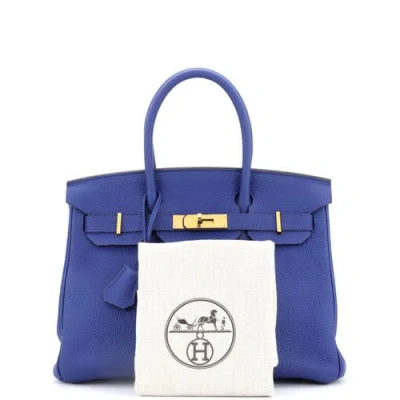 Pre-owned Hermes  Hermes Birkin Handbag Blue Togo With Gold Hardware 30 In Blue