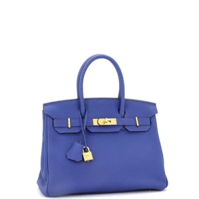 Pre-owned Hermes  Hermes Birkin Handbag Blue Togo With Gold Hardware 30 In Blue
