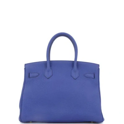 Pre-owned Hermes  Hermes Birkin Handbag Blue Togo With Gold Hardware 30 In Blue
