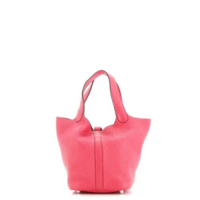 Pre-owned Hermes  Hermes Picotin Lock Bag Clemence Pm In Pink