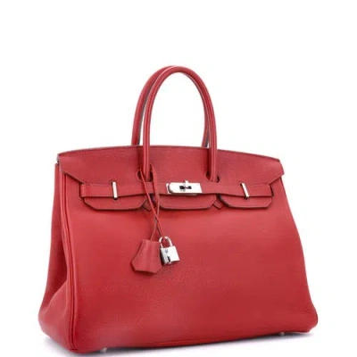 Pre-owned Hermes  Hermes Birkin Handbag Red Togo With Palladium Hardware 35 In Red