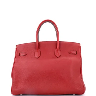 Pre-owned Hermes  Hermes Birkin Handbag Red Togo With Palladium Hardware 35 In Red