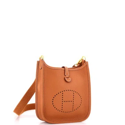 Pre-owned Hermes  Hermes Evelyne Bag Gen Iii Clemence Tpm In Gold