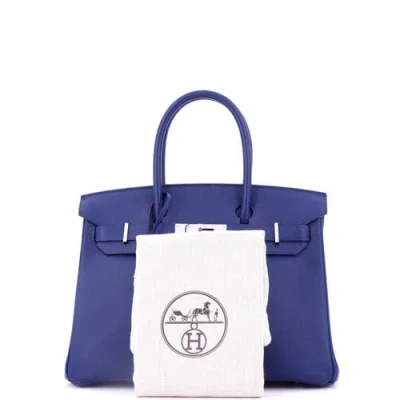 Pre-owned Hermes  Hermes Birkin Handbag Blue Epsom With Palladium Hardware 30