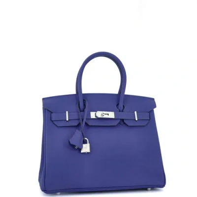 Pre-owned Hermes  Hermes Birkin Handbag Blue Epsom With Palladium Hardware 30