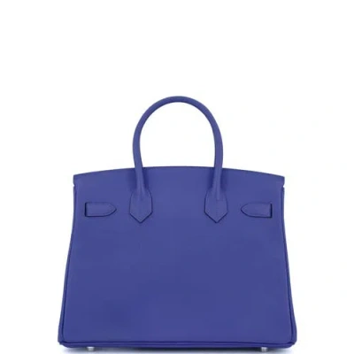 Pre-owned Hermes  Hermes Birkin Handbag Blue Epsom With Palladium Hardware 30