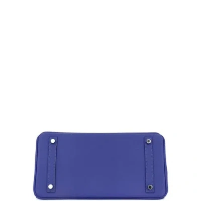 Pre-owned Hermes  Hermes Birkin Handbag Blue Epsom With Palladium Hardware 30