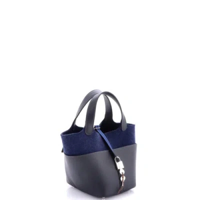 Pre-owned Hermes  Hermes Go Team Picotin Lock Bag Feutre Wool And Swift Pm In Blue