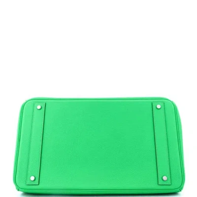 Pre-owned Hermes  Hermes Hac Birkin Bag Green Togo With Palladium Hardware 40