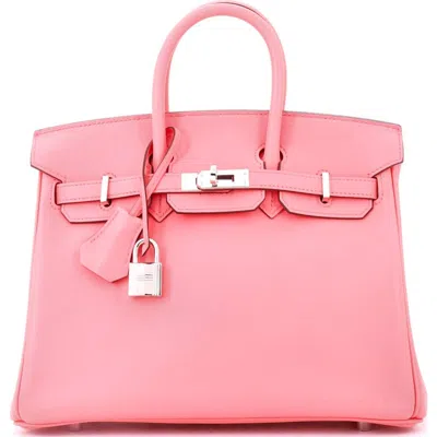Pre-owned Hermes  Hermes Birkin Handbag Pink Swift With Palladium Hardware 25 In Pink