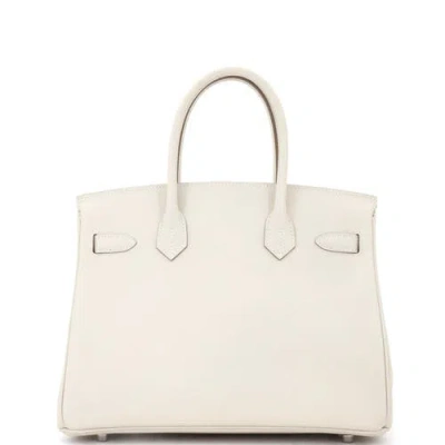 Pre-owned Hermes  Hermes Birkin Handbag Light Epsom With Palladium Hardware 30 In White