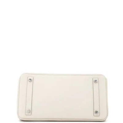Pre-owned Hermes  Hermes Birkin Handbag Light Epsom With Palladium Hardware 30 In White