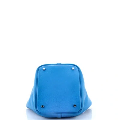 Pre-owned Hermes  Hermes Picotin Lock Bag Clemence Mm In Blue
