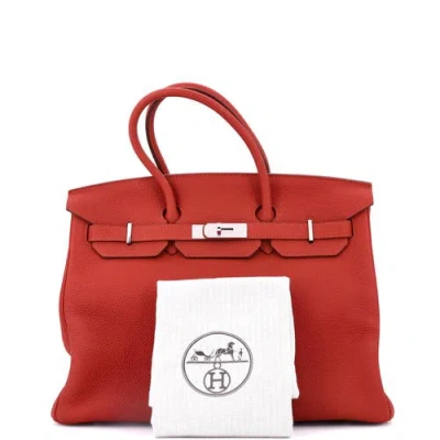 Pre-owned Hermes  Hermes Birkin Handbag Red Togo With Palladium Hardware 35 In Red