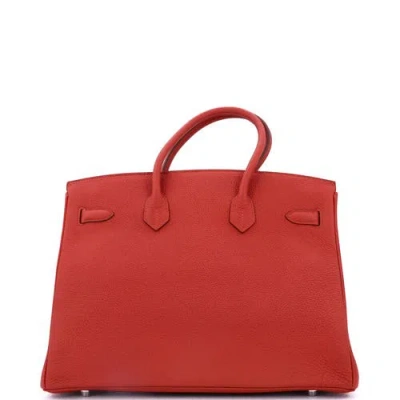Pre-owned Hermes  Hermes Birkin Handbag Red Togo With Palladium Hardware 35 In Red