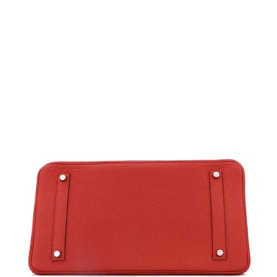 Pre-owned Hermes  Hermes Birkin Handbag Red Togo With Palladium Hardware 35 In Red
