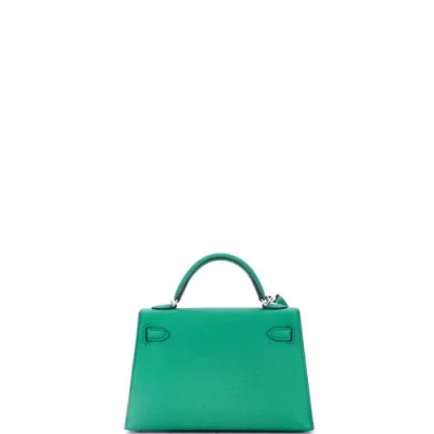 Pre-owned Hermes  Hermes Kelly Mini Ii Bag Green Epsom With Palladium Hardware 20