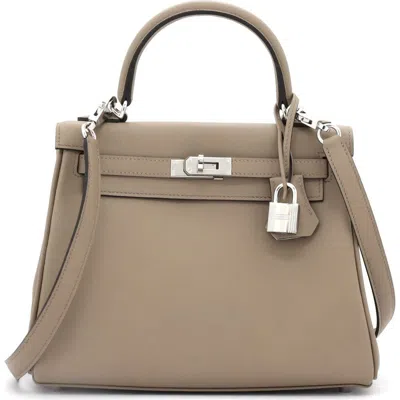 Pre-owned Hermes  Hermes Kelly Handbag Verso Swift With Palladium Hardware 25 In Multi