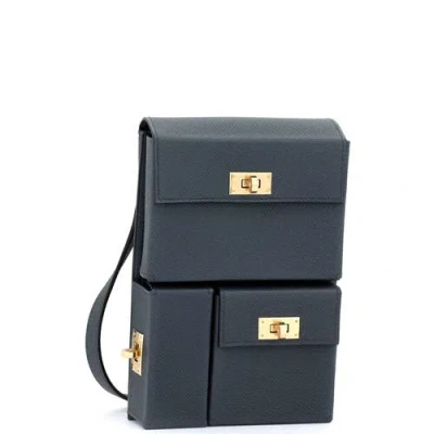 Pre-owned Hermes  Hermes Kelly Multi Pocket To Go Pouch Epsom In Gray