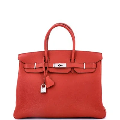 Pre-owned Hermes  Hermes Birkin Handbag Red Togo With Palladium Hardware 35