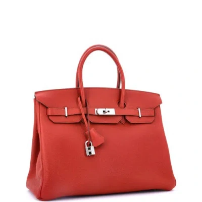 Pre-owned Hermes  Hermes Birkin Handbag Red Togo With Palladium Hardware 35