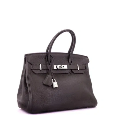 Pre-owned Hermes  Hermes Birkin Handbag Brown Clemence With Palladium Hardware 30 In Brown