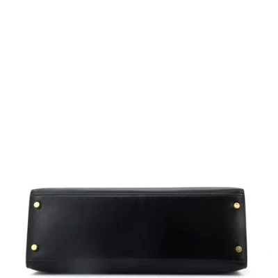Pre-owned Hermes  Hermes Kelly Handbag Black Box Calf With Gold Hardware 32 In Black