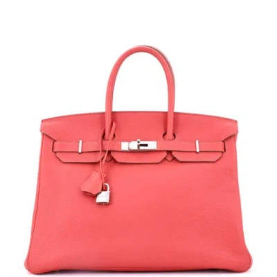 Pre-owned Hermes  Hermes Birkin Handbag Pink Clemence With Palladium Hardware 35