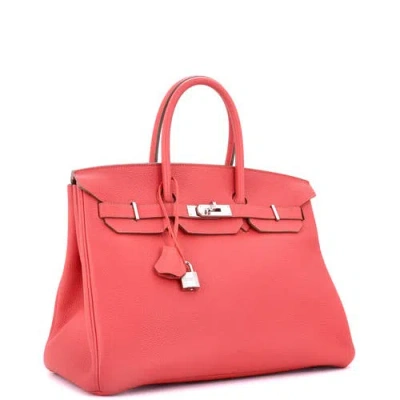 Pre-owned Hermes  Hermes Birkin Handbag Pink Clemence With Palladium Hardware 35