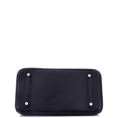 Pre-owned Hermes  Hermes Birkin Handbag Black Clemence With Palladium Hardware 30 In Black